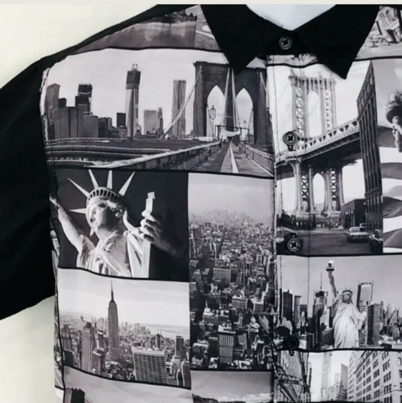 Carbon Slim Fit Shirt with New York Scenes Size M - Picture 4 of 9